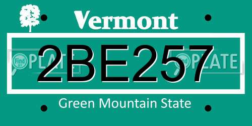 2BE257 Vermont License Plate