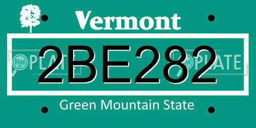 2BE282 Vermont License Plate
