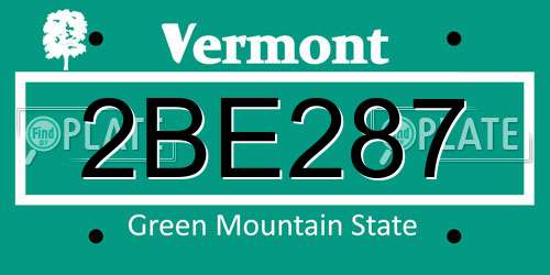 2BE287 Vermont License Plate