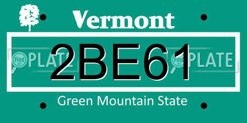 2BE61 Vermont License Plate