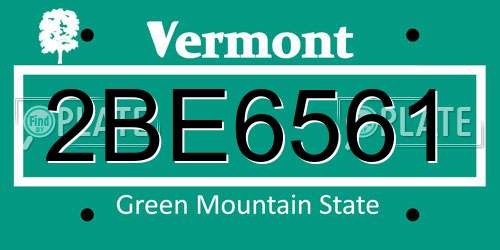 2BE6561 Vermont License Plate