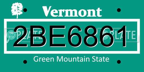 2BE6861 Vermont License Plate