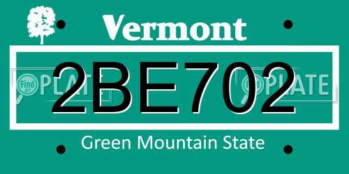 2BE702 Vermont License Plate