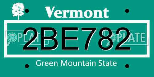 2BE782 Vermont License Plate