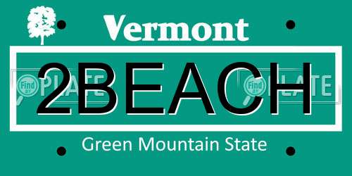 2BEACH Vermont License Plate
