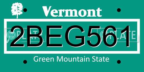 2BEG561 Vermont License Plate