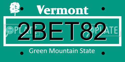 2BET82 Vermont License Plate