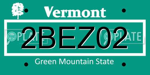2BEZ02 Vermont License Plate