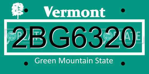 2BG6320 Vermont License Plate