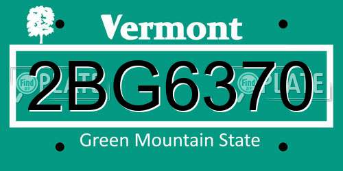 2BG6370 Vermont License Plate