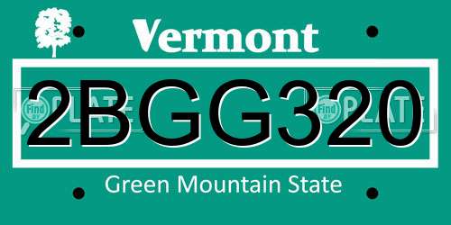 2BGG320 Vermont License Plate