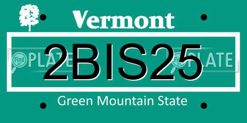 2BIS25 Vermont License Plate