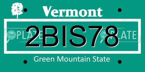 2BIS78 Vermont License Plate