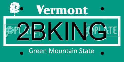 2BKING Vermont License Plate