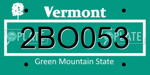 2BO053 Vermont License Plate