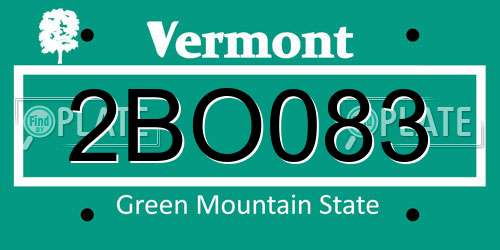 2BO083 Vermont License Plate