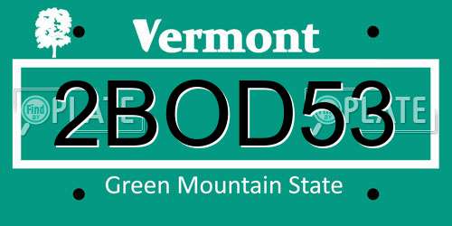2BOD53 Vermont License Plate
