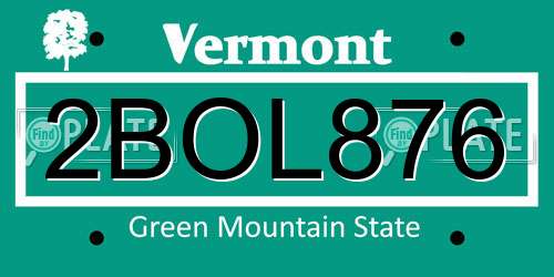 2BOL876 Vermont License Plate