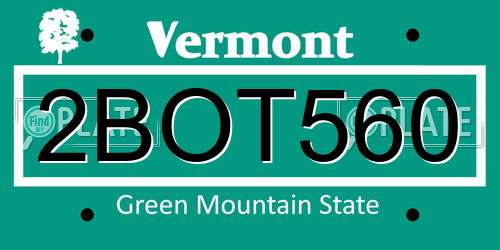 2BOT560 Vermont License Plate