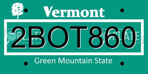 2BOT860 Vermont License Plate