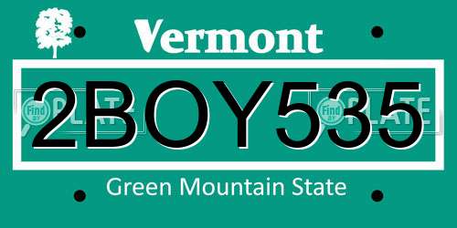 2BOY535 Vermont License Plate