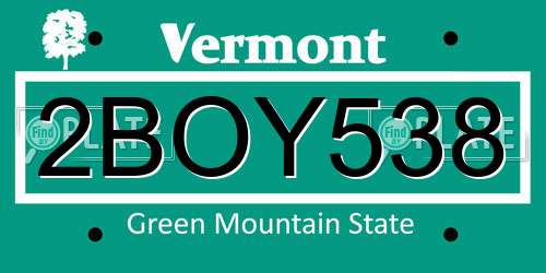 2BOY538 Vermont License Plate