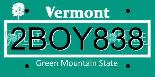 2BOY838 Vermont License Plate
