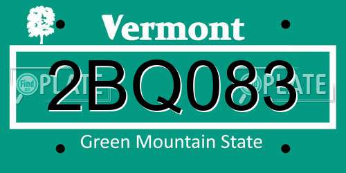 2BQ083 Vermont License Plate