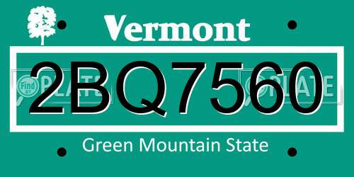 2BQ7560 Vermont License Plate