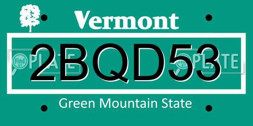 2BQD53 Vermont License Plate