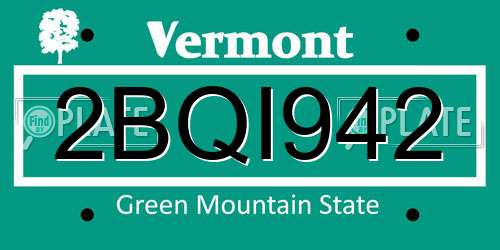 2BQI942 Vermont License Plate