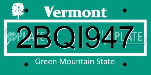2BQI947 Vermont License Plate