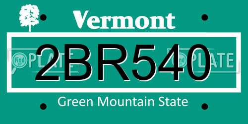 2BR540 Vermont License Plate