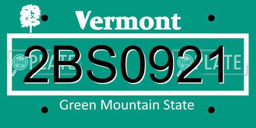 2BS0921 Vermont License Plate