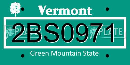2BS0971 Vermont License Plate