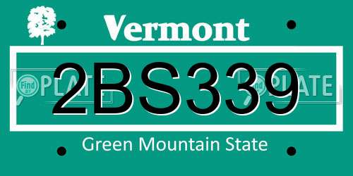 2BS339 Vermont License Plate