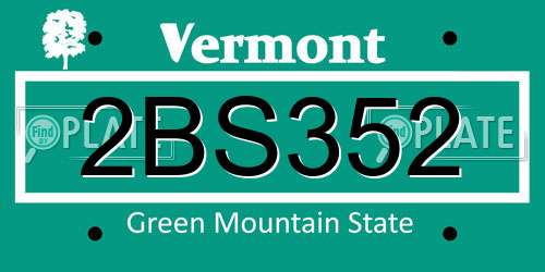 2BS352 Vermont License Plate