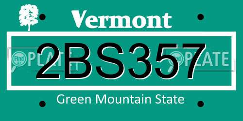 2BS357 Vermont License Plate