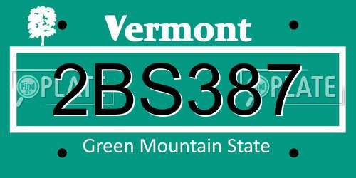2BS387 Vermont License Plate