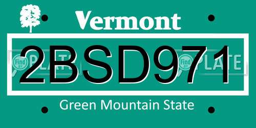 2BSD971 Vermont License Plate