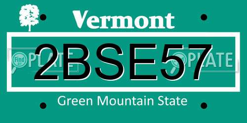 2BSE57 Vermont License Plate