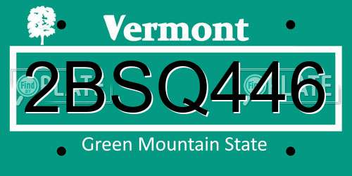 2BSQ446 Vermont License Plate