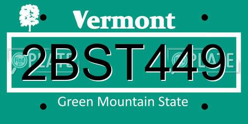 2BST449 Vermont License Plate