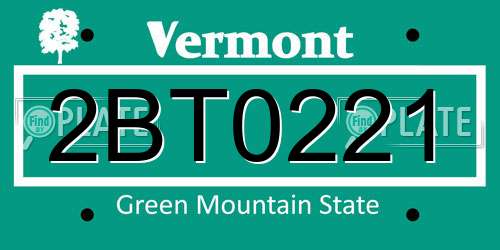 2BT0221 Vermont License Plate