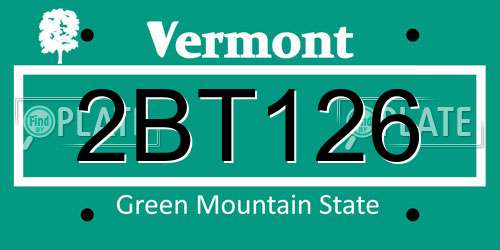 2BT126 Vermont License Plate