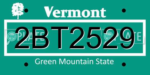 2BT2529 Vermont License Plate
