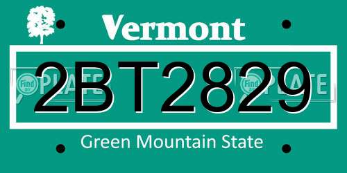 2BT2829 Vermont License Plate