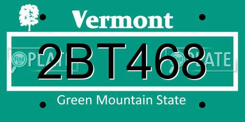 2BT468 Vermont License Plate