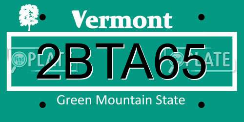 2BTA65 Vermont License Plate