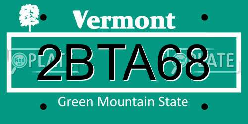 2BTA68 Vermont License Plate
